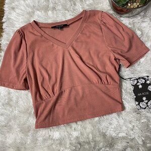 AVA ROSE Desert Pink Short Sleeve Crop Top